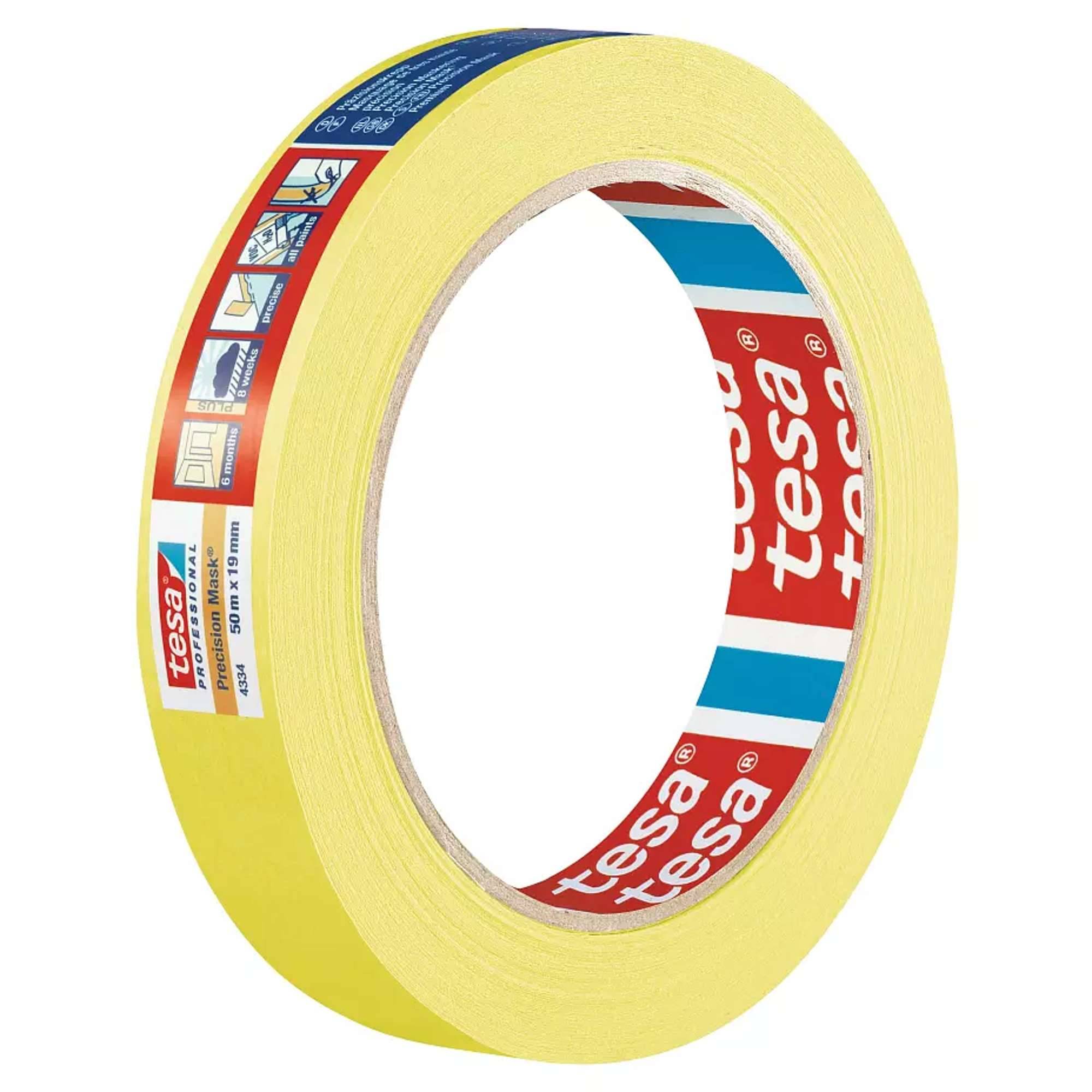 tesa 4334 Professional Präzisionskrepp PLUS, 50 m x 19 mm, gelb-0