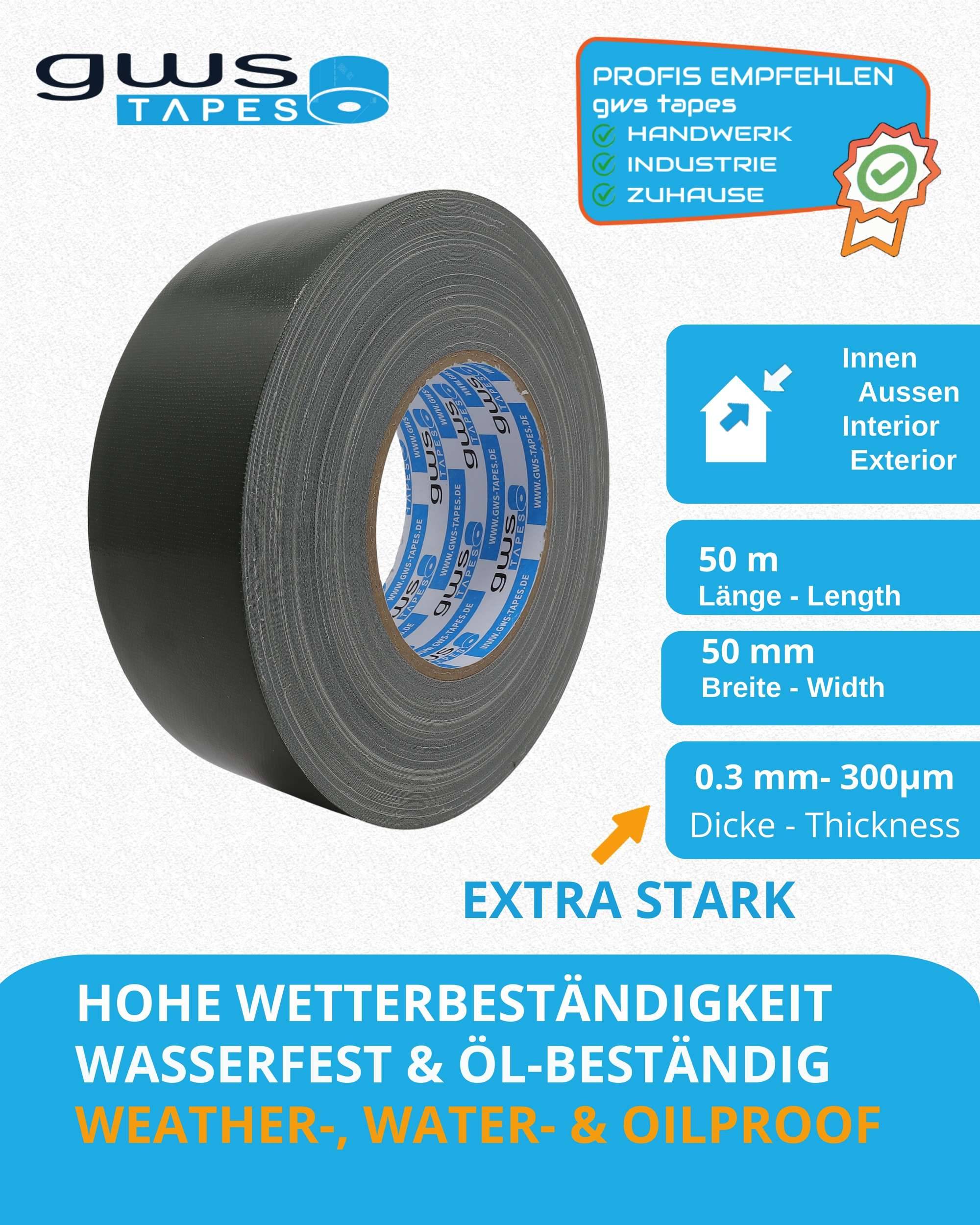 gws Panzertape 3997351 UV- beständig mit 80 Mesh- Gewebe, 50 m x 50 mm, bronzegrün-3