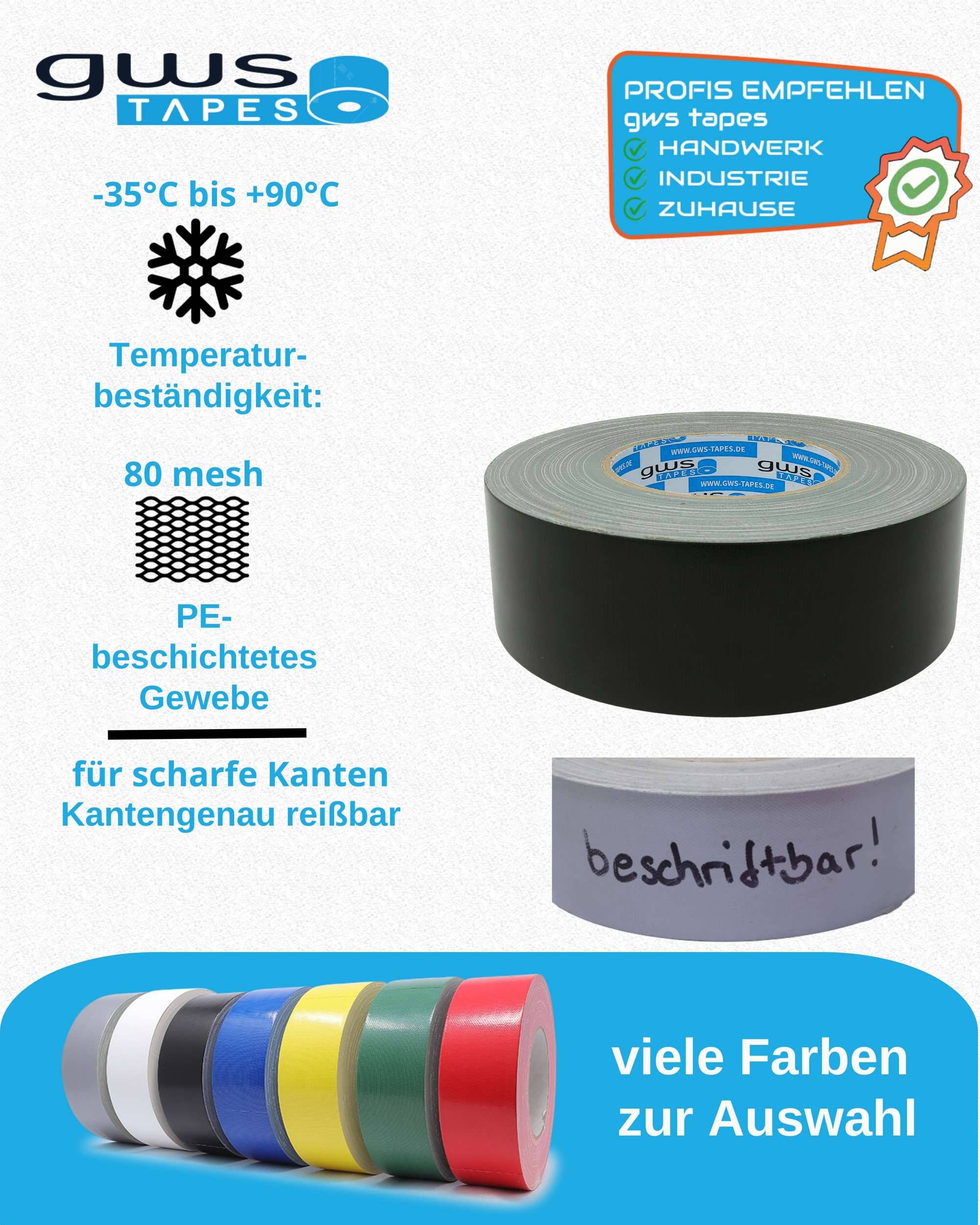 gws Panzertape 3997351 UV- beständig mit 80 Mesh- Gewebe, 50 m x 50 mm, bronzegrün-4