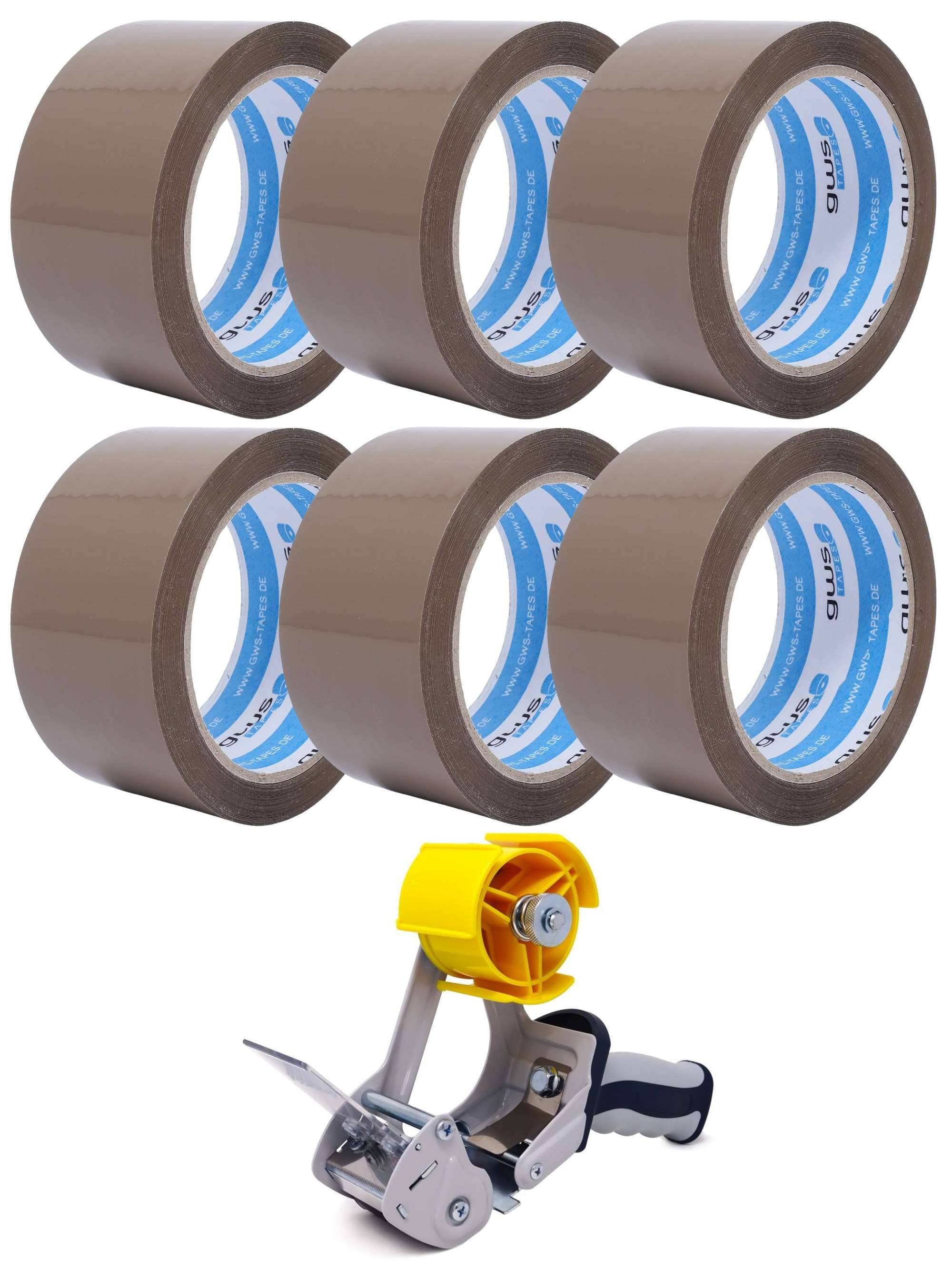 gws Verpackungsklebeband-Set, 66 m x 50 mm, Abroller + 6 Rollen braun-0