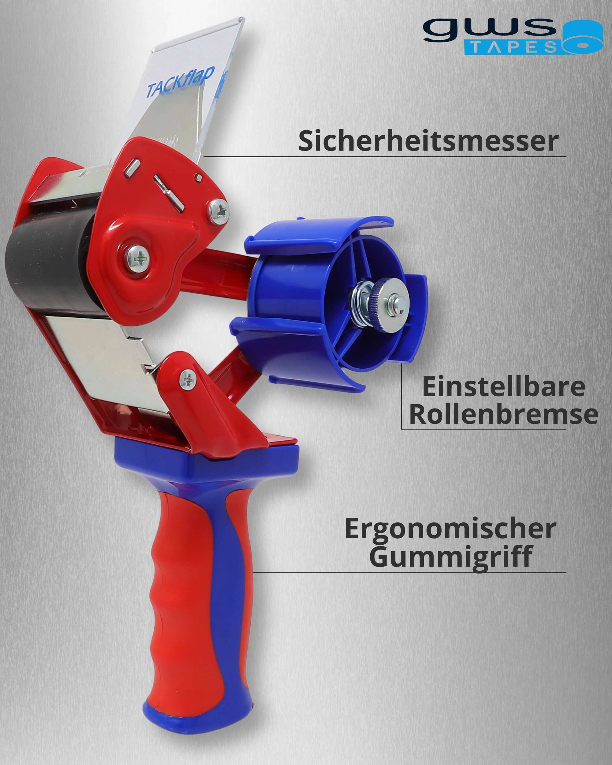 gws Packband Industrie Abroller in Rot-Blau, qualitativer Paketbandroller, für Rollen bis 66 m x 50 mm-1