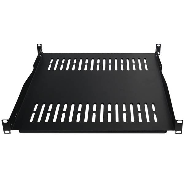 19 Zoll Fachboden Geräteablage - Tragkraft 60 kg - Tiefe 450 mm - tiefenvariable Befestigung - Schwarz