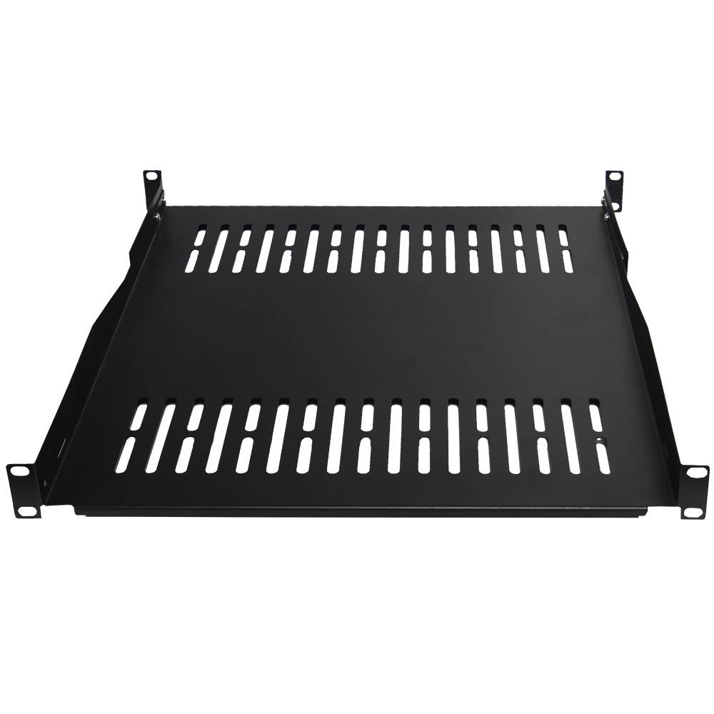 19 Zoll Fachboden Geräteablage - Tragkraft 60 kg - Tiefe 450 mm - tiefenvariable Befestigung - Schwarz-0