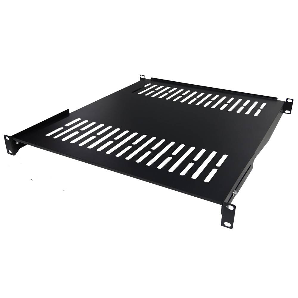19 Zoll Fachboden Geräteablage - Tragkraft 60 kg - Tiefe 450 mm - tiefenvariable Befestigung - Schwarz-3