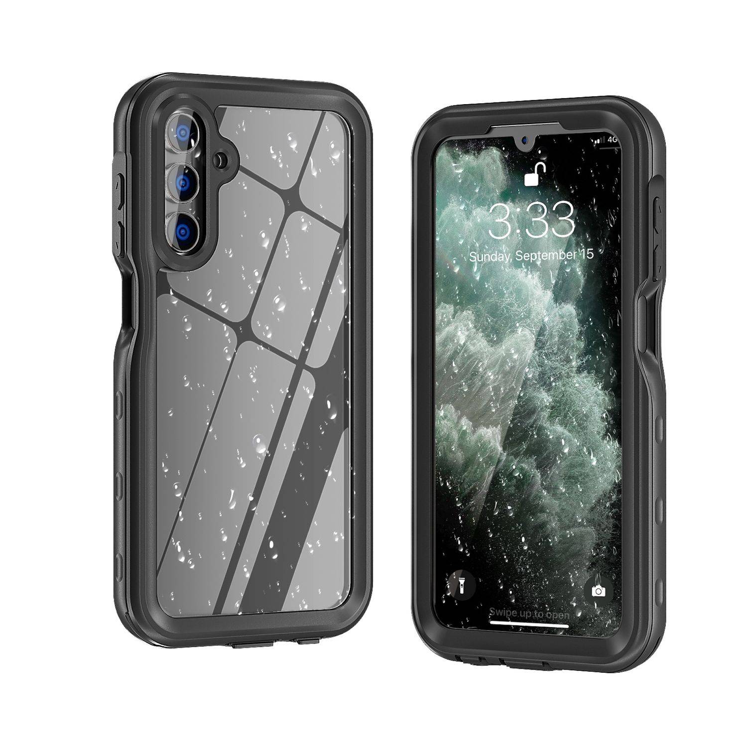 Für Samsung Galaxy A16 360 Grad Full Body Wasserdichte Schutz Handy Tasche Schwarz-0