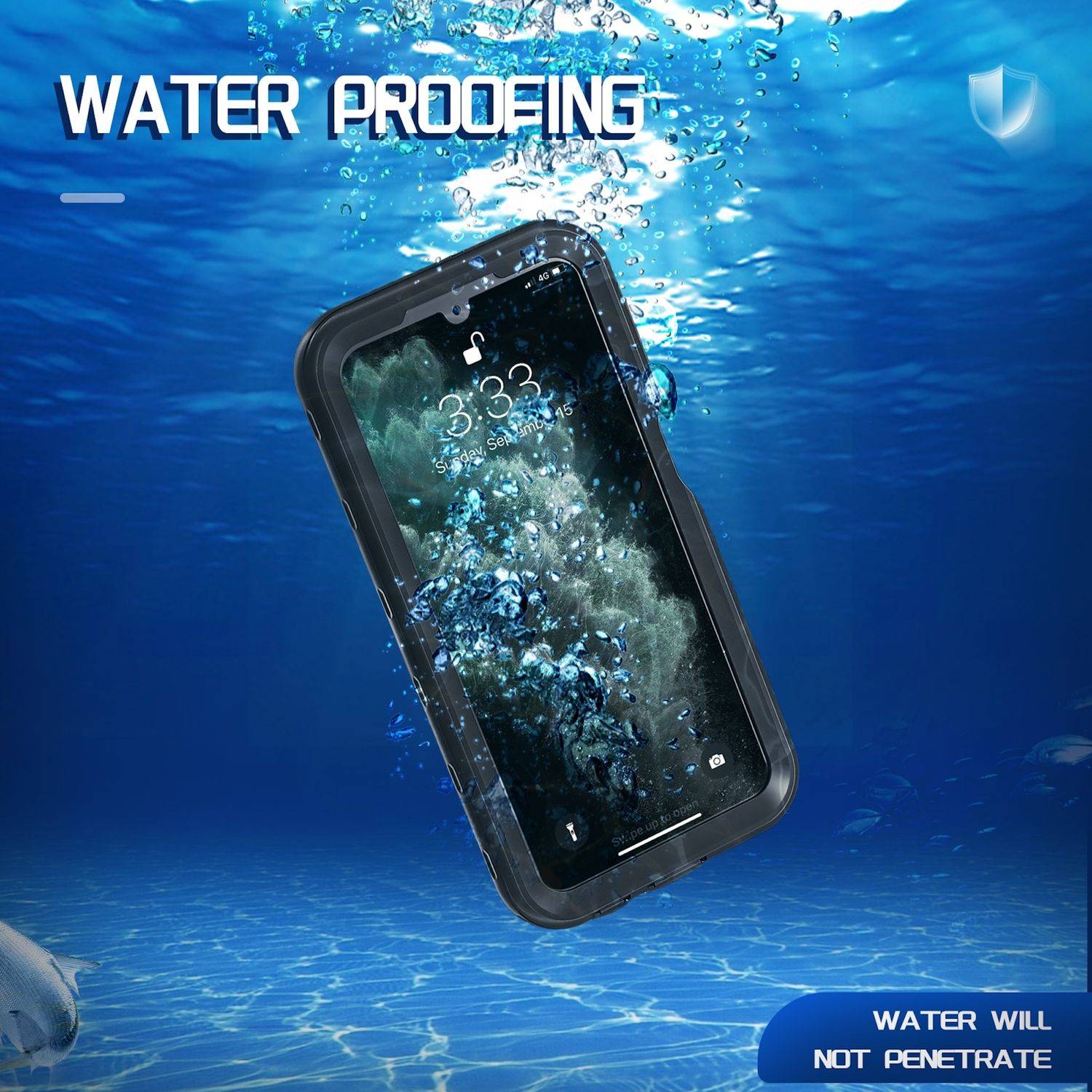Für Samsung Galaxy A16 360 Grad Full Body Wasserdichte Schutz Handy Tasche Schwarz-4