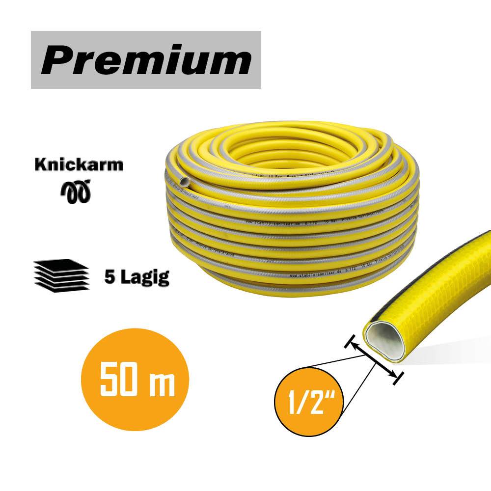 Gartenschlauch Gelb 1/2 Zoll 50 m 5-lagig verstärkt knickfest "Premium"-0