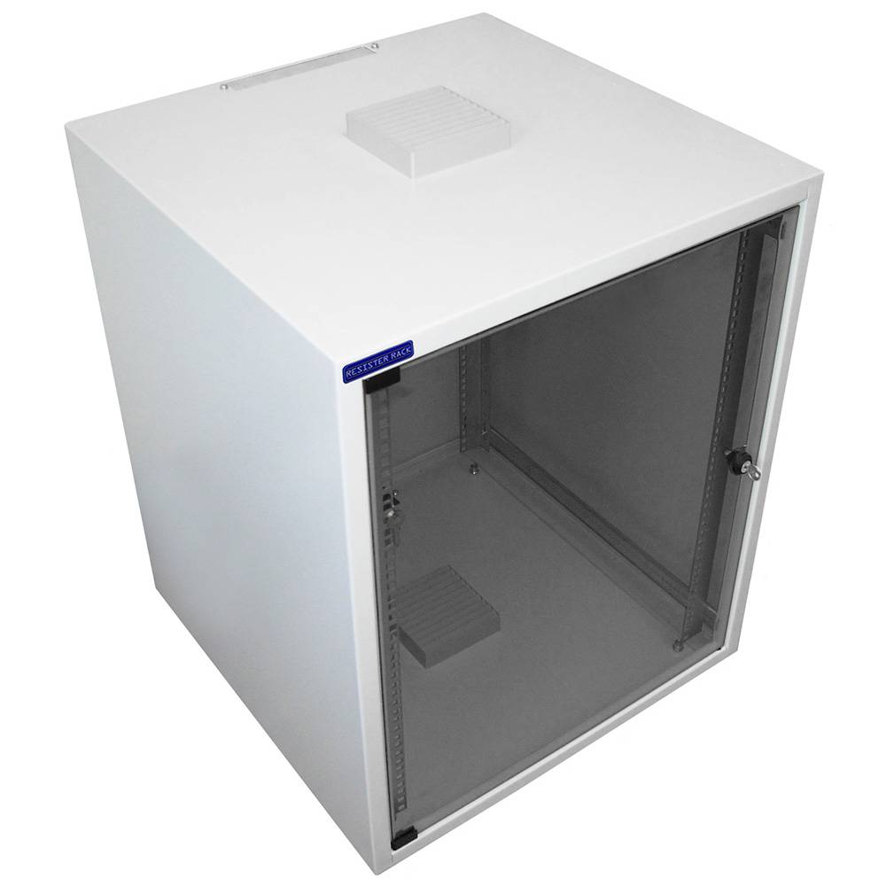 19 Zoll Netzwerkschrank Staubschutz IP54 Glastür 18 HE BxT 600x600 mm Industriequalität Lichtgrau-2