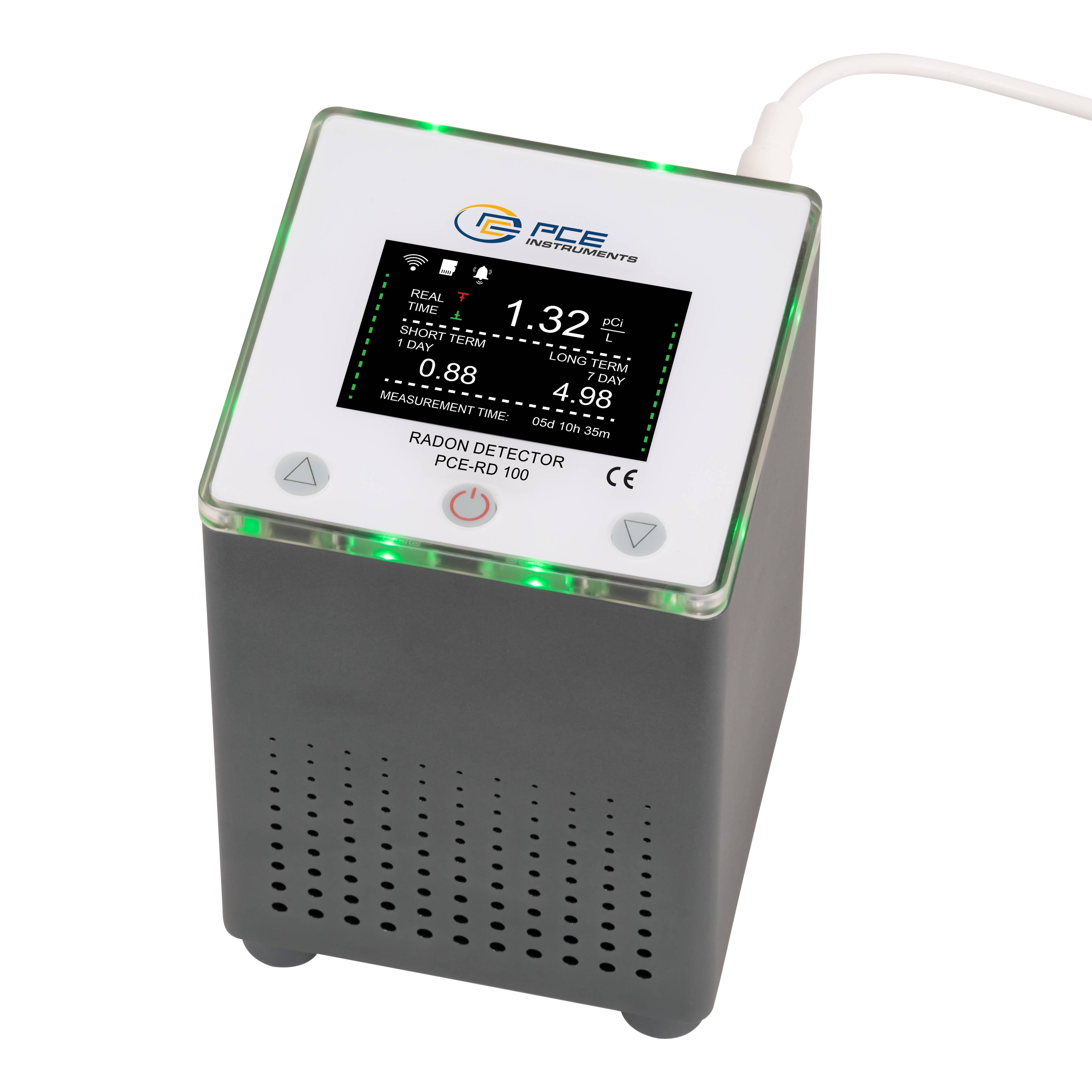 PCE Instruments Strahlenmessgerät PCE-RD 100 Radon Detektor für Innenräume |0,1 ... 99,9 pCi/L |3700 Bq/m³ |App |WiFi-1