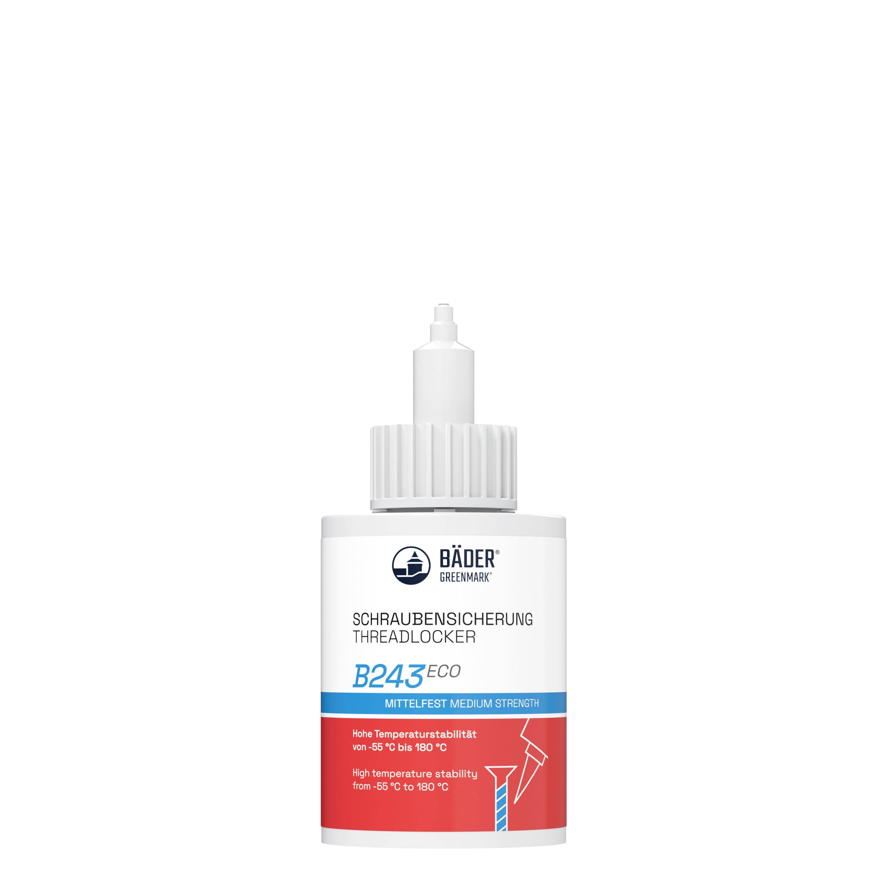 Lackfabrik Bäder Schraubensicherung B243 Eco Mittelfest Blau Ziehharmonikaflasche 50 ml-0