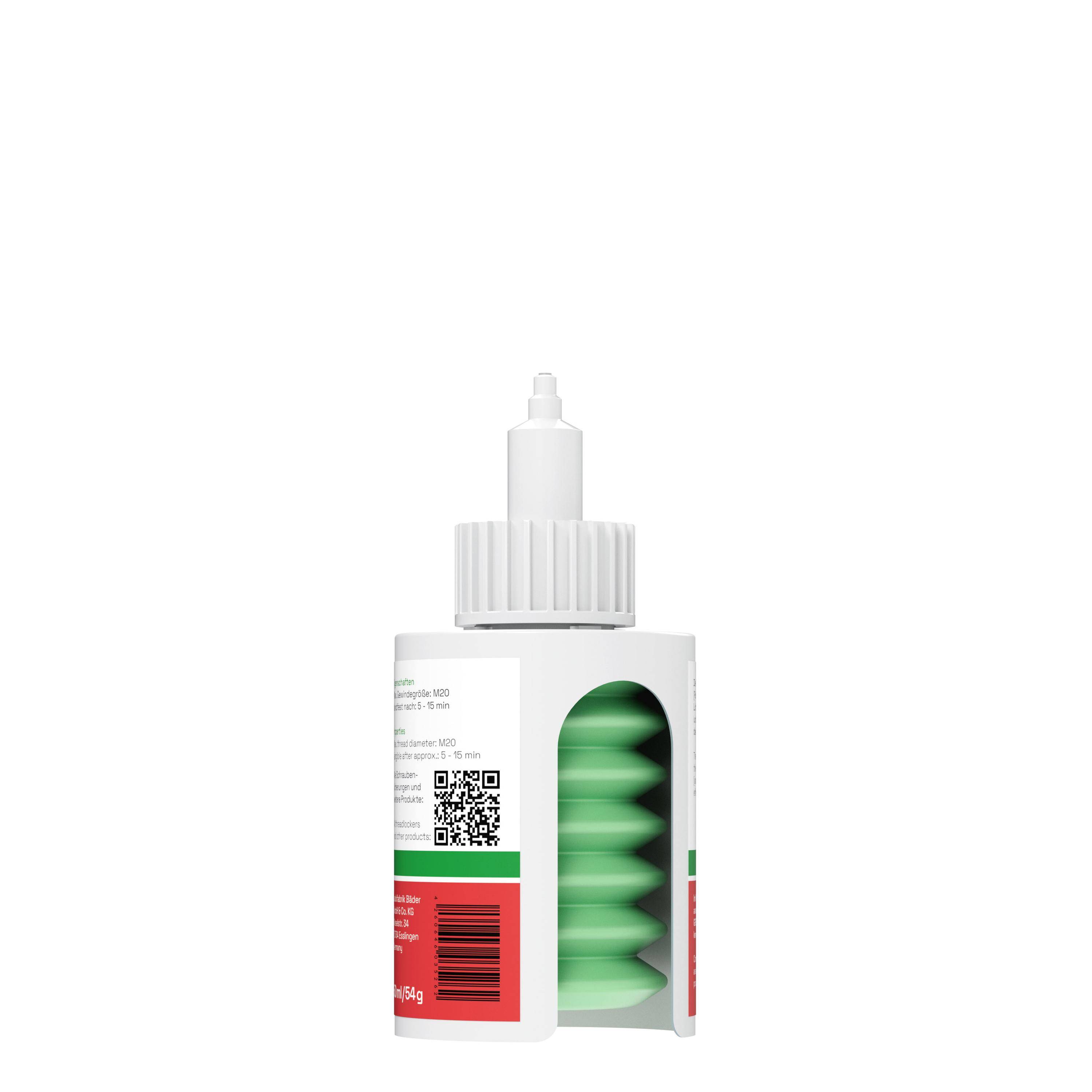 Lackfabrik Bäder Schraubensicherung B270 Eco Hochfest Grün Ziehharmonikaflasche 50 ml-1