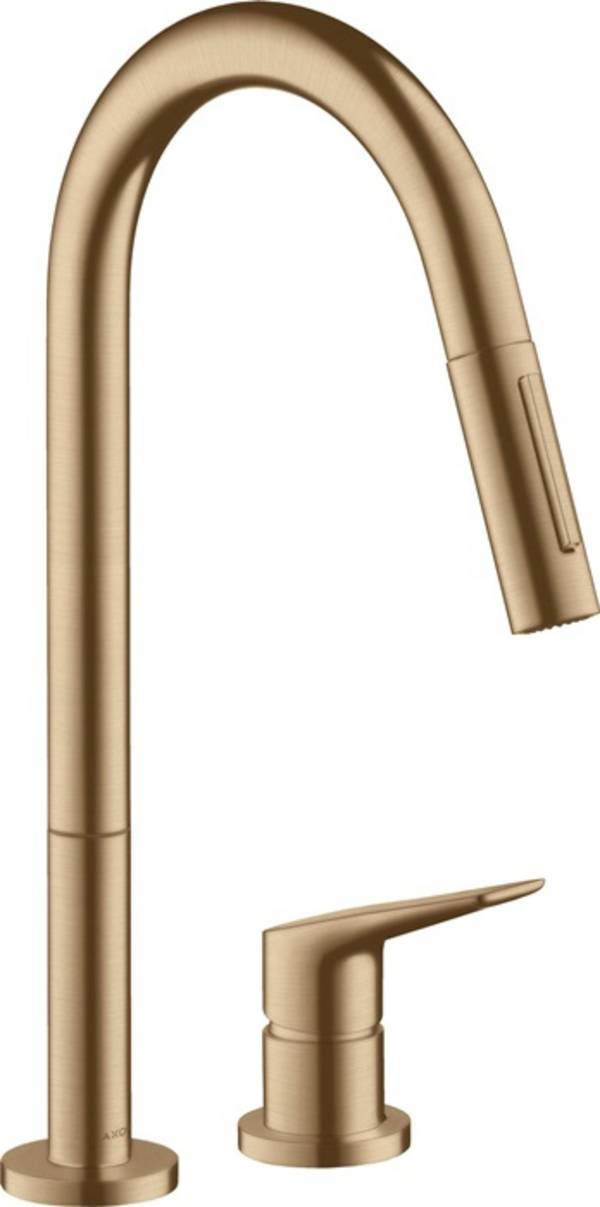 AXOR Citterio M 2-Loch Einhebel-Küchenmischer 220 mit Ausziehbrause, Brushed Bronze