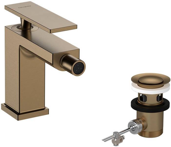 Hansgrohe Tecturis E Einhebel-Bidetmischer, 5l/min, Zugstangen-Ablaufgarnitur, Brushed Bronze-0