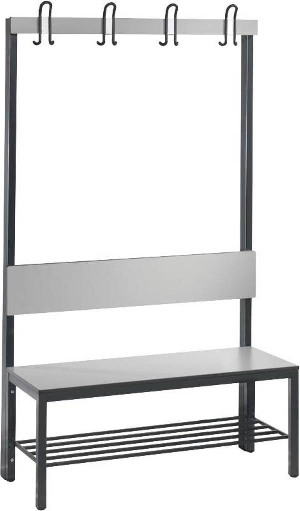 Garderobenbank einseitig B1000xT760xH1710 mm RAL 7021/silbergrau mit Schuhrost - Artikel: 7830745211