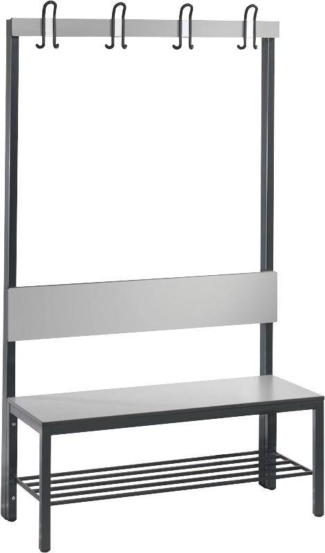 Garderobenbank einseitig B1000xT760xH1710 mm RAL 7021/silbergrau mit Schuhrost - Artikel: 7830745211-0