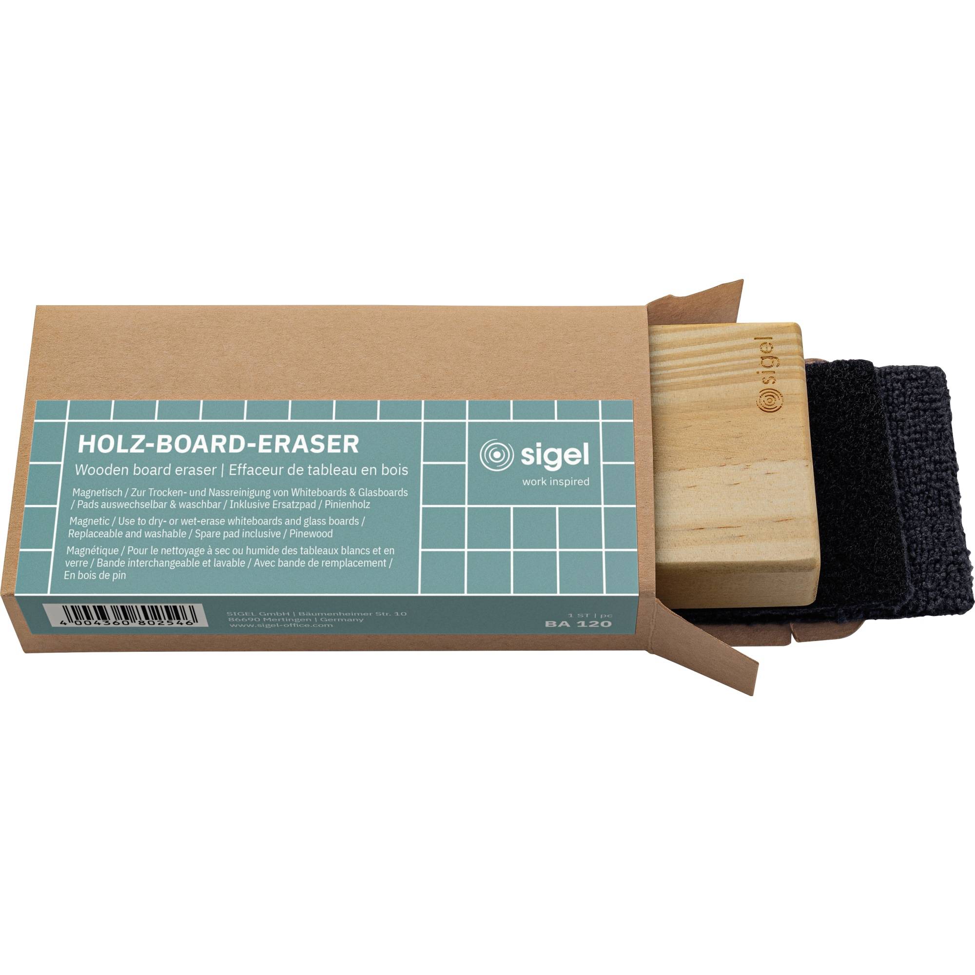 SIGEL Whiteboardlöscher BA120 Holz - Artikel: 154007700-2