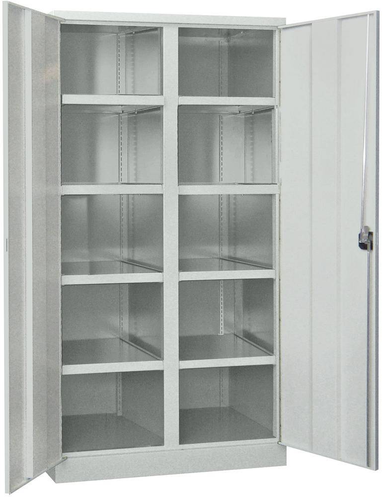Schwerlastschrank m.TürenB1040xT630xH1950 mm 8 Böden RAL 7035 Mittelwand - Artikel: 7830354258-0