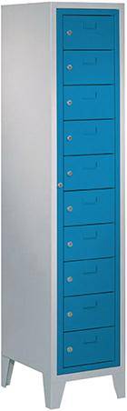 Schließfachschrank H1850xB400xT500 mm 1x10 Fächer, Füße RAL 7035/5012 - Artikel: 7830354454-0