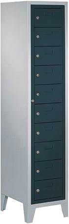 Schließfachschrank H1850xB400xT500 mm 1x10 Fächer, Füße RAL 7035/7016 - Artikel: 7830354455-0