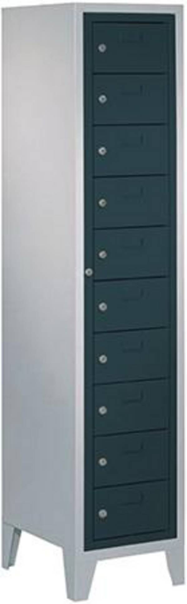 Schließfachschrank H1850xB400xT500 mm 1x10 Fächer, Füße RAL 7035/7016 - Artikel: 7830354455