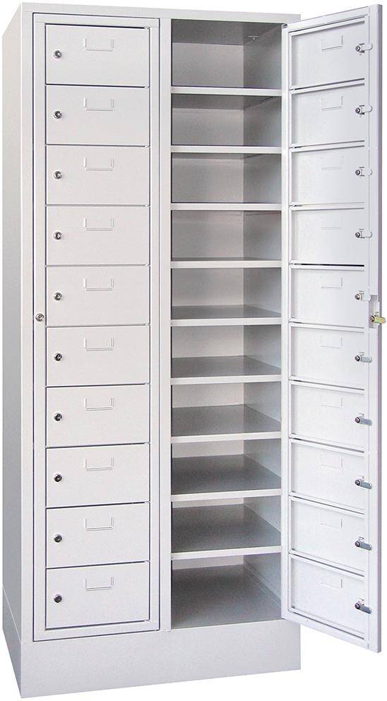 Schließfachschrank H1850xB770xT500 mm 2x10 Fächer, Sockel RAL 7035 - Artikel: 7830354464-0