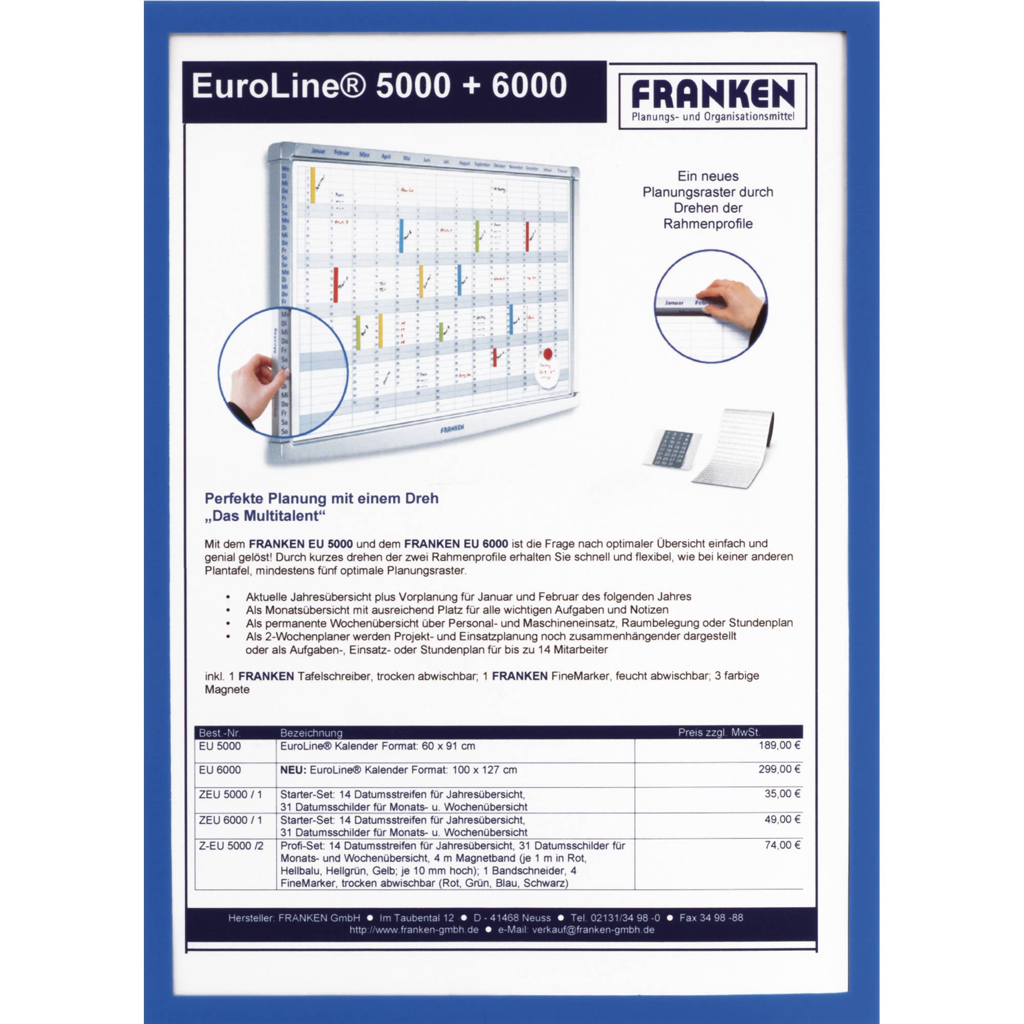 Franken Dokumentenhalter ITSA4M/5 03 DIN A4 blau 5 St./Pack. - Artikel: 154206950-1