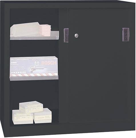 Schiebetürenschrank H1000xB1000xT500 mm 2 Böden verzinkt RAL 7035/7016-0