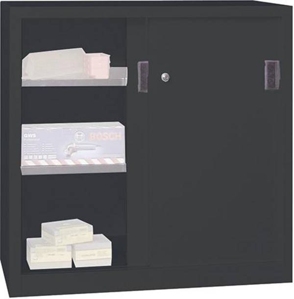 Schiebetürenschrank H1000xB1000xT500 mm 2 Böden verzinkt RAL 7035/7016