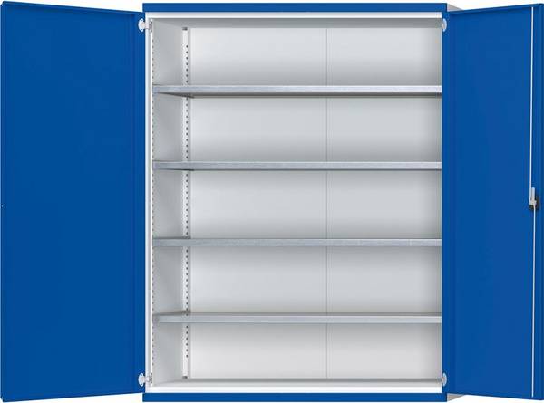 Schwerlastschrank B1485xT500xH1950mm RAL7035/5010 o.Mittelwand4 Böden - Artikel: 7830104241