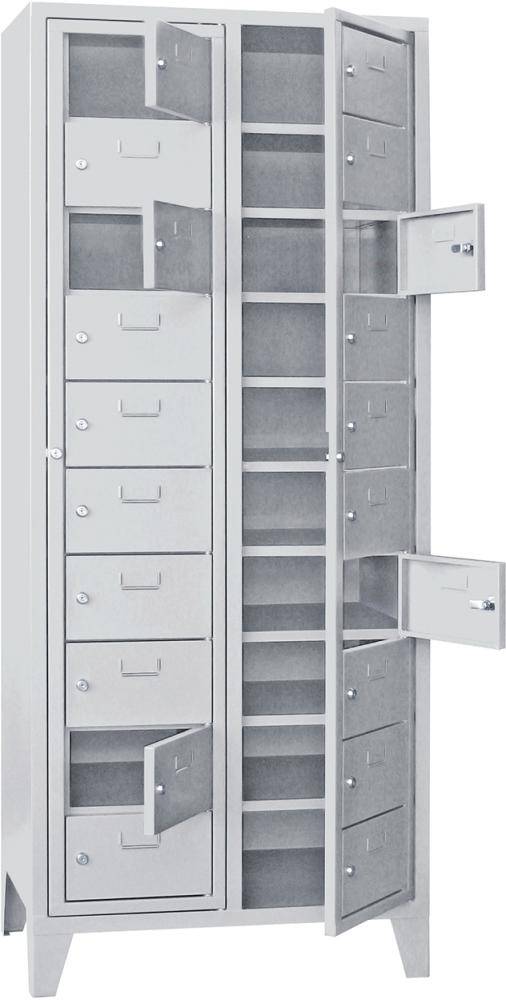 Schließfachschrank H1850xB770xT500 mm 2x10 Fächer, Füße RAL 7035 - Artikel: 7830354460-0