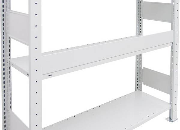 Schüttgutleiste B750xH90 mm für Fachboden 150kg RAL 7035
