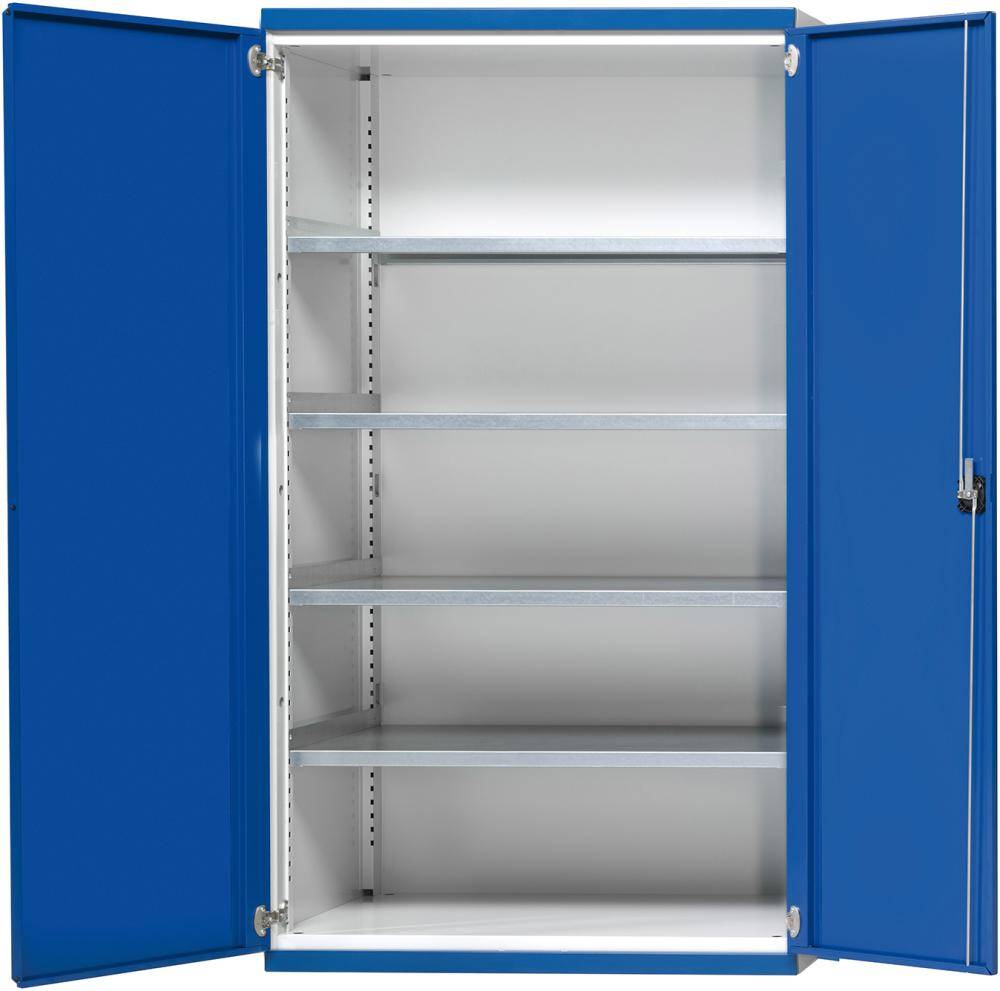 Schwerlastschrank B1085xT400xH1950mm RAL7035/5010 o.Mittelwand4 Böden - Artikel: 7830104324-0