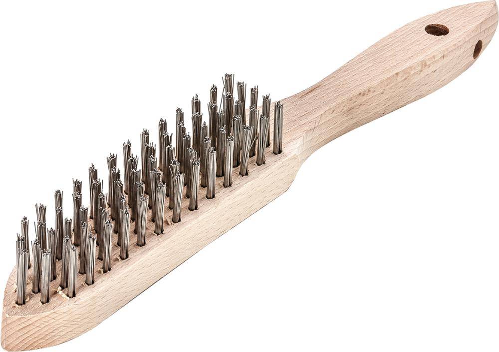 Handdrahtbürste Stahl glatt 0,35mm 5-reihig Lessmann - Artikel: 4017359063477-0