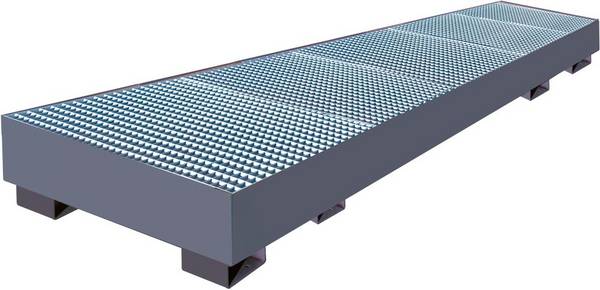 Auffangwanne mit geraden Wänden mit Gitterrost, 345 ltr. 2630x830x330mm,RAL 7016 - Artikel: 7830103094