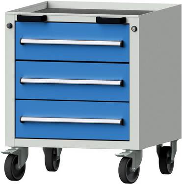 Format Rollcontainer B625xT640xH755mm RAL 7035/5012 3 Schubladen