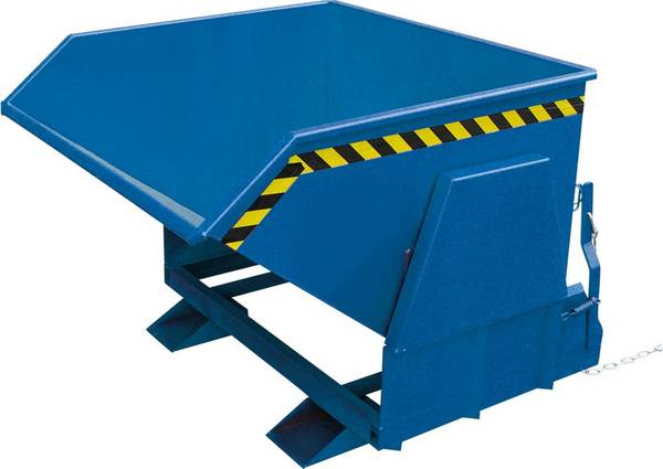Kippbehälter 300 l B750xT1260xH910 mm RAL5010,Tragkraft 1000kg m.geschützten Abrollkufen - Artikel: 7830912089