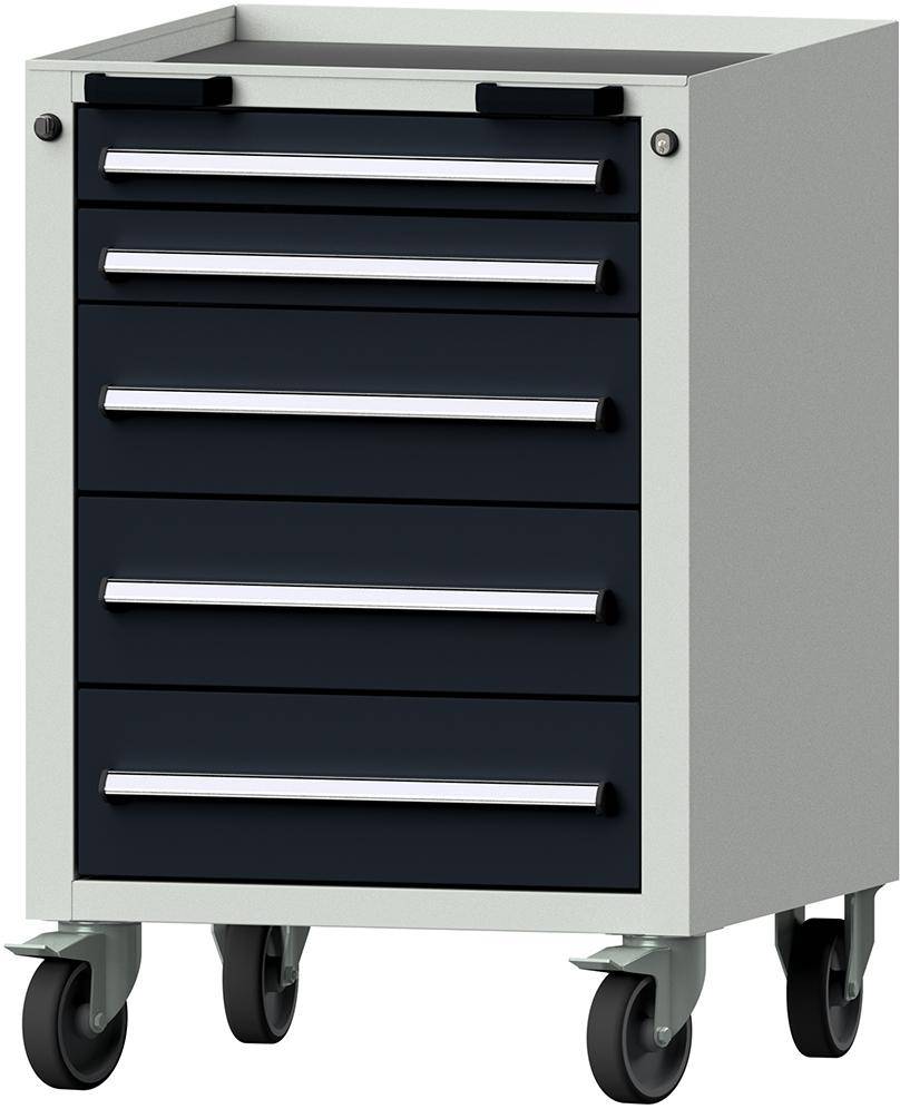 Format Rollcontainer B625xT640xH925mm RAL 7035/7016 5 Schubladen-0