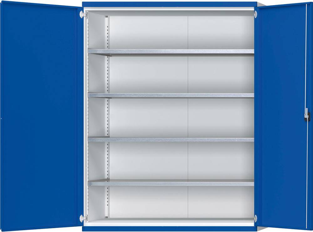 Schwerlastschrank B1485xT400xH1950mm RAL7035/5010 o.Mittelwand4 Böden - Artikel: 7830104240-0
