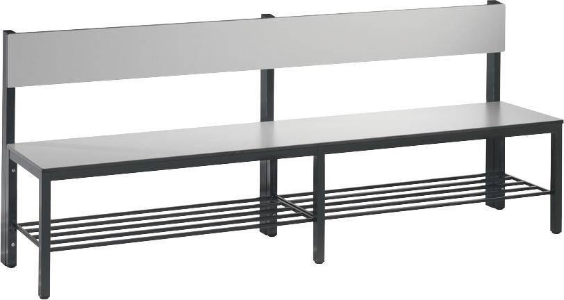 Sitzbank mit Rückenlehne B1960xT407xH796 mm RAL 7021/silbergrau mit Schuhrost - Artikel: 7830745207-0
