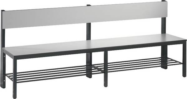 Sitzbank mit Rückenlehne B1960xT407xH796 mm RAL 7021/silbergrau mit Schuhrost - Artikel: 7830745207