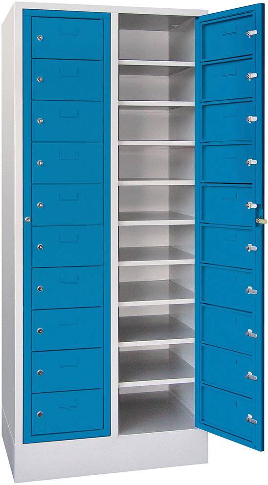 Schließfachschrank H1850xB770xT500 mm 2x10 Fächer, Sockel RAL 7035/5012 - Artikel: 7830354466-0