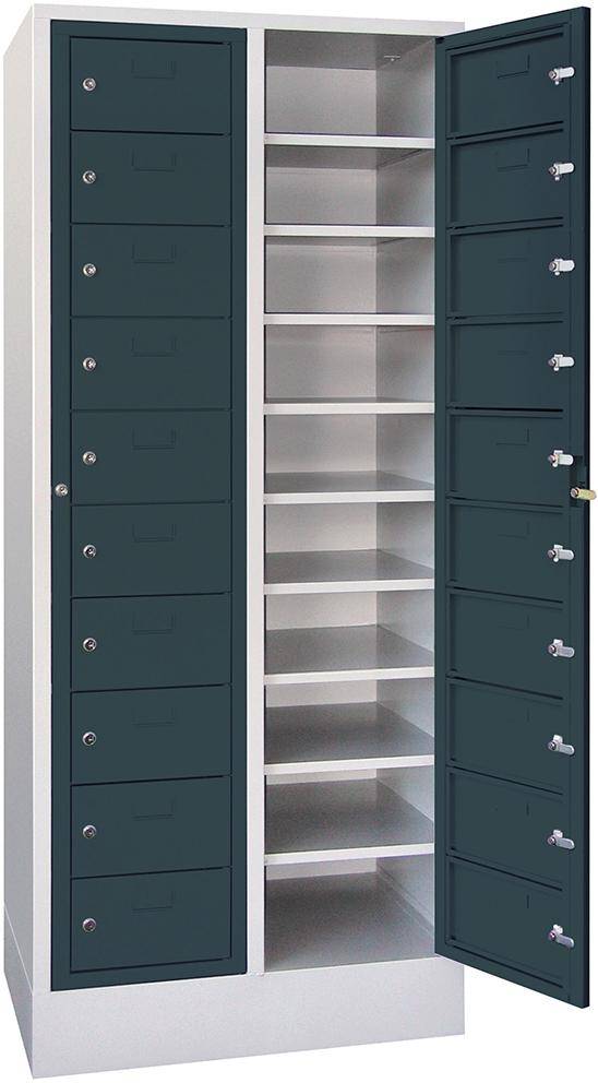 Schließfachschrank H1850xB770xT500 mm 2x10 Fächer, Sockel RAL 7035/7016 - Artikel: 7830354467-0