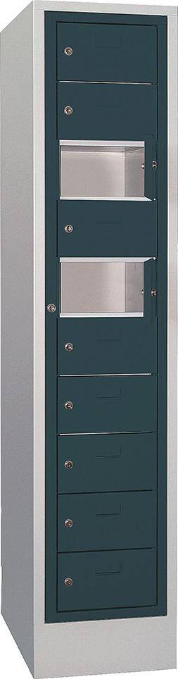 Schließfachschrank H1850xB400xT500 mm 1x10 Fächer, Sockel RAL 7035/7016 - Artikel: 7830354459-0