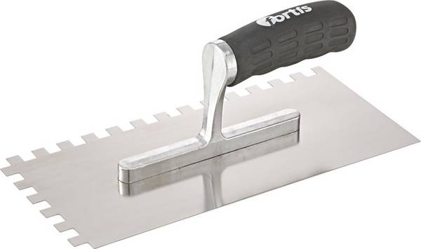 Glättekelle gezahnt rostfrei 10x10mm Softgriff FORTIS
