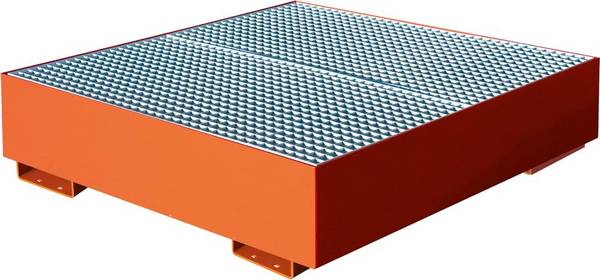 Auffangwanne mit geraden Wänden mit Gitterrost, 300 ltr. 1230x1230x360mm, RAL 2004 - Artikel: 7830103088