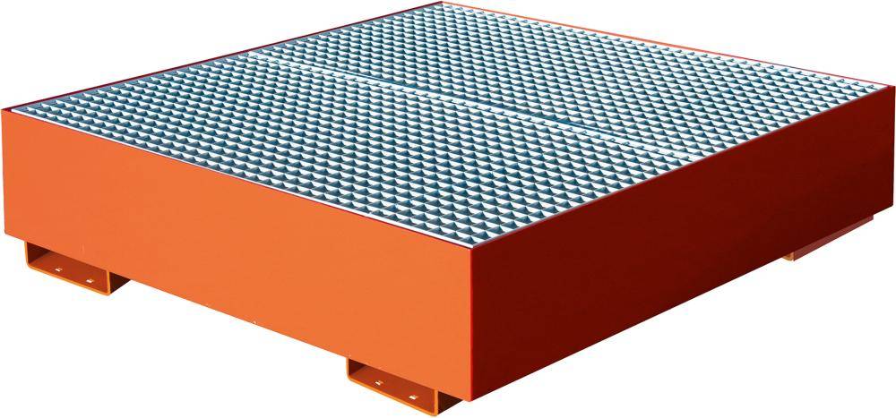 Auffangwanne mit geraden Wänden mit Gitterrost, 300 ltr. 1230x1230x360mm, RAL 2004 - Artikel: 7830103088-0