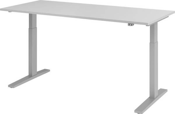 Schreibtisch höhenvers. 1800x800x700-1200 mm Gestell silber, Platte Lichtgrau - Artikel: 7830781499