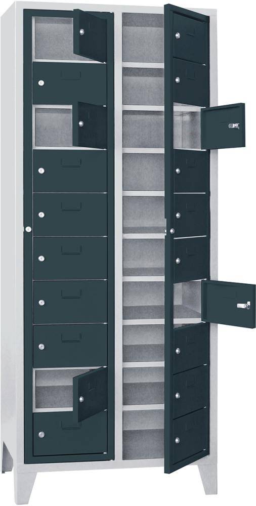 Schließfachschrank H1850xB770xT500 mm 2x10 Fächer, Füße RAL 7035/7016 - Artikel: 7830354463-0