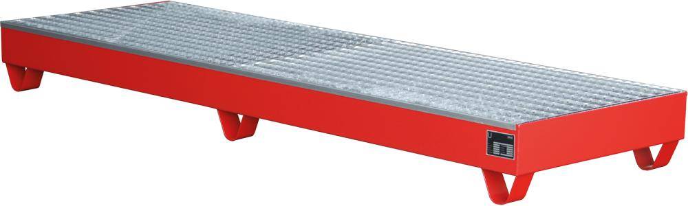 Auffangwanne mit geraden Wänden mit Gitterrost, 222 ltr. 2400x800x250mm, RAL3000 - Artikel: 7830101702-0