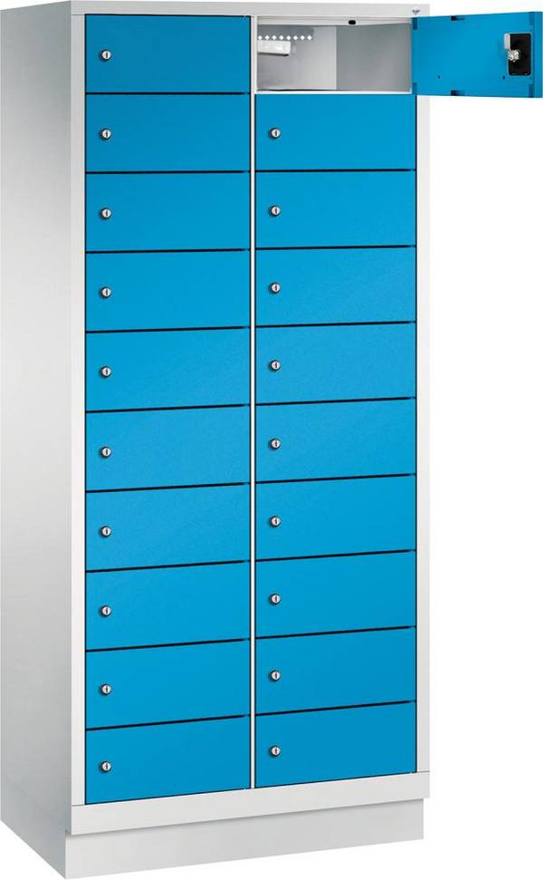 Laptopschrank 2x10Fächer B810xT500xH1800 mm RAL 7035/5012 ohne Elektrifizierung - Artikel: 7830745170